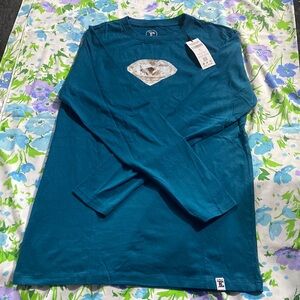 FLAWLESS BLUE LONG SLEEVE DIAMOND SHIRT! Size XL.